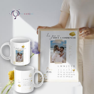 SPÉCIAL AMOUREUX Affiche + Mug Céramique "Le jour où tout à commencer"